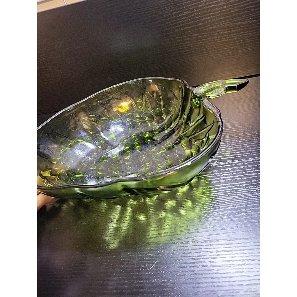 Vintage Indian Glass‎ Fruit Bowl Green Iridescent